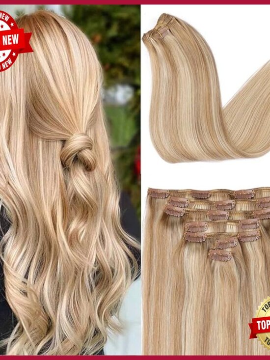 Clip-In Human Hair Extensions 16 Inches 120g 7 Pieces Remy Hair main image 4